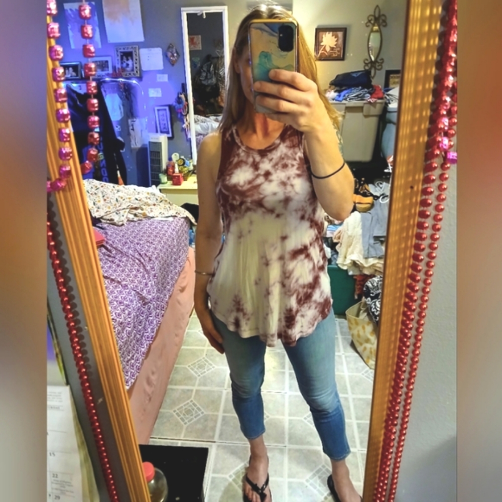 🎆🎈BUY 1 GET 1 FREE SALE💥American Eagle Tie Dye Long Racer Back Tank Top Sz XS
